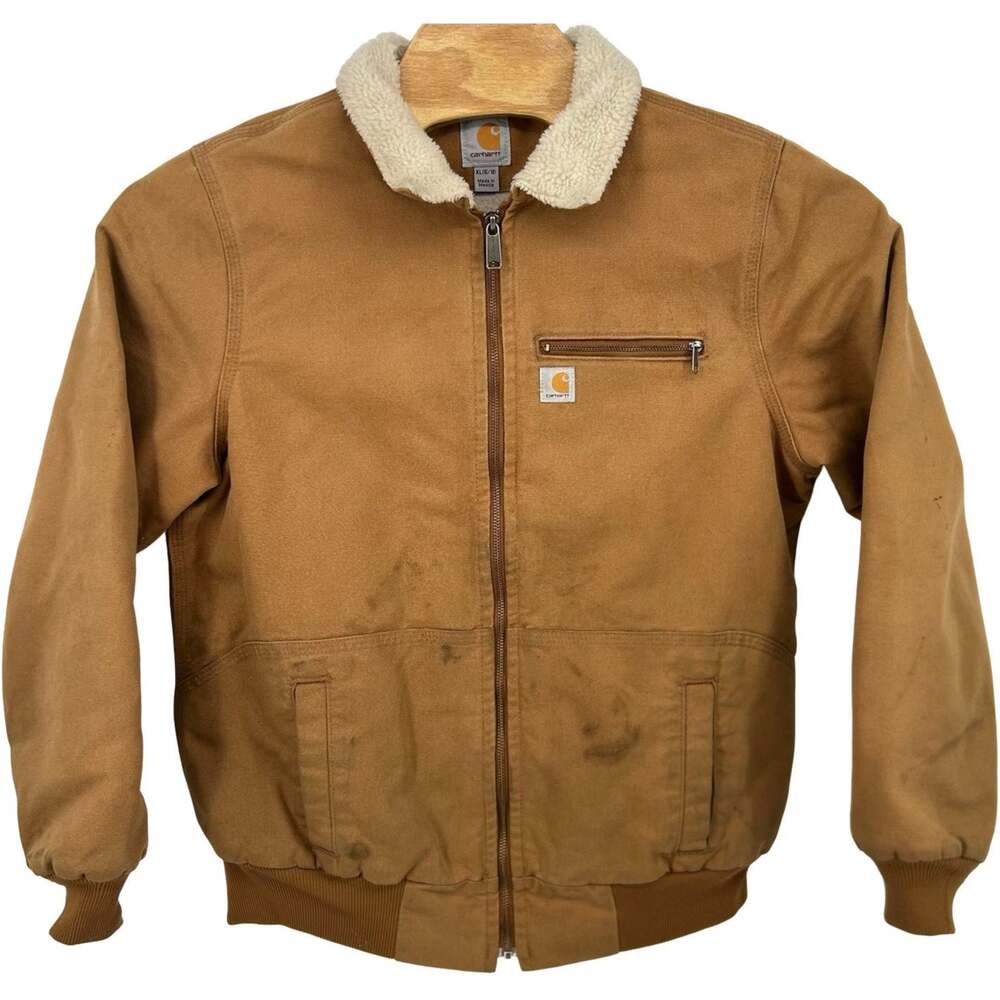 Women's Carhartt Brown Weathered Wildwood Sherpa Lined Duck Jacket XL 100815-211